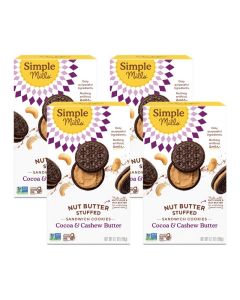 Simple Mills Cocoa Cashew Butter Sandwich Cookies Gluten Free Vegan Healthy Snacks 67 oz Pack of 4