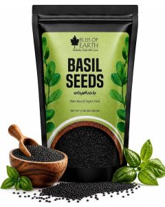 Bliss of Earth Basil Seeds Organic Sabja Seeds, Tukmaria Seeds Fibre & Omega-3 Rich Good for weight loss, Hydration Tiny PowerHouse Seeds 200gm