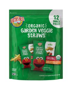 Earths Best Organic Kids Snacks Sesame Street Toddler Snacks Organic Garden Veggie Straws for Toddlers 2 Years and Older Original Multipack 5 oz Bags 12 Count