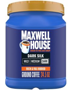 Maxwell House Dark Silk Dark Roast Ground Coffee, 24.5 oz Canister
