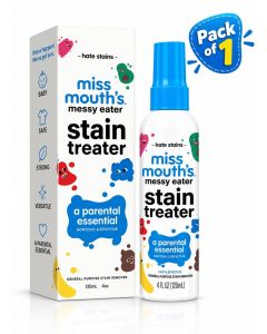 Miss Mouth’s Messy Eater Stain Treater Spray 120ml – Fast Acting Fabric Stain Remover for Clothes, Kids Clothing, Bibs & Everyday Food Spills, Convenient Laundry Stain Treatment Spray – 4 Fl Oz