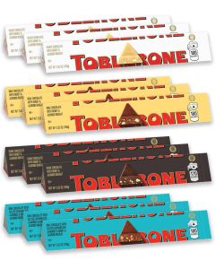 TOBLERONE Assorted Chocolate Bars Variety Pack (Milk, Dark, White, & Salted Caramelized Almonds), 12 - 3.52 oz Bars