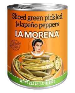La Morena Sliced Green Pickled Jalapeño Peppers, 28oz (800g)