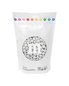MMS WORLD White Milk Chocolate Candy 2lbs Resealable Pack for Candy Bars Wedding Receptions Graduations Birthday Parties Easter Dessert Tables DIY Party Favors