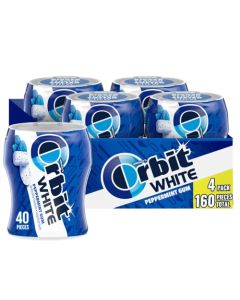 ORBIT Gum White Peppermint Sugar Free Chewing Gum Bulk Pack 40 Piece Bottle Pack of 4