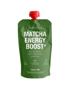 Nutrino Lab MATCHA ENERGY BOOST 180g, Natural Source of Caffeine, Ready to Eat Puree with Apple, Kiwi, Pineapple, Matcha powder