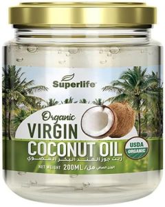 Organic Virgin Coconut Oil 200ml / Cold pressed Organic Oil / For Healthy Skin, Hair & Body / Vegan, USDA Organic & No Added Preservatives, 6.7 fl oz