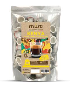 MUST 100 Coffee Capsules KENYA Blend Single Origin, Compostable Capsules Compatible with Nespresso Machine, Recyclable - Home Compost, Made in Italy