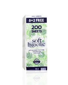 Soft & Strong Toilet Tissue Rolls 200 Sheets White Pack of 10 Rolls