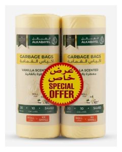Garbage Bags Vanilla-Scented, 10 Gallon, 54 × 60 cm, 30 Bags per Roll (XX Small) – Pack of 2