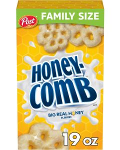 Post Honeycomb Cereal - Honey Flavored Sweetened Corn and Oat Cereal, 19 OZ Family Size Box