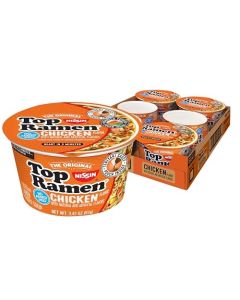 Nissin Top Ramen Bowl Ramen Noodle Soup Chicken 342 Ounce Pack of 6