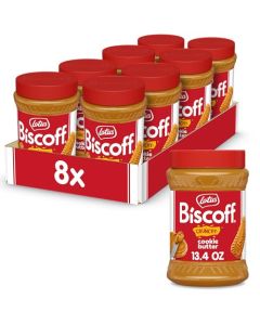 Lotus Biscoff CRUNCHY Cookie Butter Spread non GMO Vegan 134 Oz Jar Pack of 8