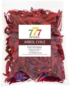 4oz Dried Arbol Chile Peppers - Natural Dehydrated Chili Peppers for Authentic Mexican Cuisine