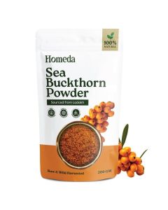 Homeda Organic Sea Buckthorn Berry Powder (200g) - Rich in Omega 3 & Vitamins, Dried Himalayan Berries, No Sugar Added