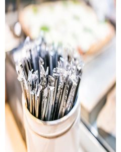 Perfect Stix Wrapped black plastic straws. 7.75 inches pack of 1000 ct