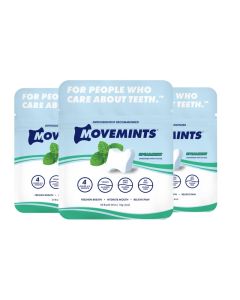 Movemints Clear Aligner Mints Patented Edible Alternative to Chewies Freshen Breath and Improve Dry Mouth with Xylitol Spearmint 3 Pack