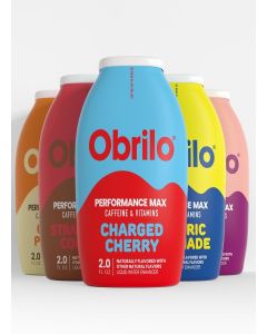 Obrilo Performance Energy Dye Free Water Enhancer - L-Theanine + Taurine + Vitamin Complex + Ginseng + Guarana Seed, 2.0 Fl. Oz. x 5 Bottles (Variety 5 Pack)