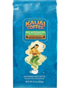 Kauai Coffee Decaffeinated Whole Bean Coffee - Medium Roast, 24oz - Pure Arabica with Floral Notes and Bright Aroma
