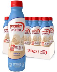 Premier Protein Shake Bottle, Vanilla, Liquid, Powder, keto, 30g Protein, 1g Sugar, 24 Vitamins & Minerals, Nutrients to Support Immune Health 11.5 Fl Oz (Pack of 12) (Packaging may vary)