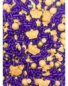 Purple Royal Prince Crown King Queen Princess Edible Cake Cookie Cupcake Ice Cream Donut Decoration Sprinkles Jimmies Quin Dessert Decoration Toppers
