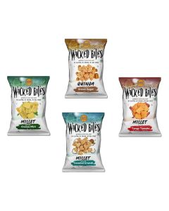 Grami Millet Wicked Bites / Nutritious and Gluten-Free Snack / Each Pack of 30g / Healthy Cravings / Vegan and Low-Calorie Snack / Pack of Tangy Tomato, Coconut Crunch, Cheesy Mint and Brown Sugar