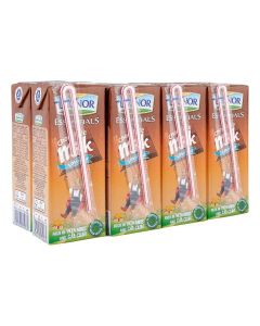 Lacnor Essentials Chocolate Milk, 100% Natural, Low Fat, Rich in Vitamin and Calcium, 28% Reduced Sugar, 180 ML Pack of 8