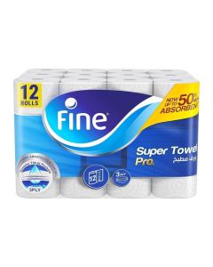 Fine Kitchen Paper Towel Roll, 60 Sheets X 3 Ply 12 Rolls