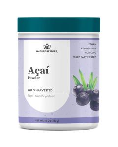 Nature Restore Wild Harvested Acai Berry Powder 10 Ounces Non GMO Gluten Free Brazilian Wild Grown