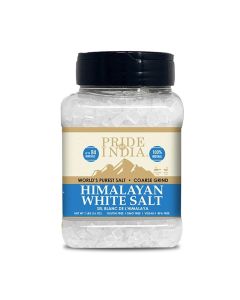 Pride of India- Himalayan White Salt Coarse Grind 1 lbs (453.59 gm)- Rarest & Enriched W/84+ Natural Minerals- Low Sodium- Mineral Rich Nutrition and Enhanced Taste- Healthier Table Salt Substitute