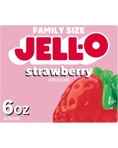 Jell-O Strawberry Gelatin Dessert Mix, Family Size, 6 oz Box