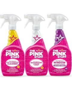 Stardrops The Pink Stuff MultiPurpose Spray Window Glass Cleaner and Bathroom Foam Spray Bundle AllinOne Home Cleaning Solution 3Pack