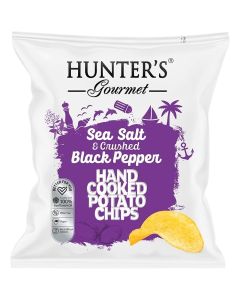 Hunter's Gourmet Sea Salt And Crushed Black Pepper Hand Cooked Potato Chips 40g