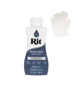Rit Dye Liquid Fabric Dye for Crafting Clothing and Dcor 8 oz Bottle Denim Blue Gloves Included