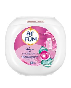 ArFum PODS, 5-in-1 Laundry Detergent Capsules with Scent Booster, Detergent Concentrate, Softener, Color Protect, Powerful Stain Remover in 1 capsule, 16 Weeks Long-Lasting Fragrance, 42 Pods, Amore