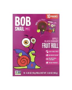Bob Snail, Fruit Rolls, Apple-Black Currant, 10 Pouches, 0.35 oz (10 g) Each
