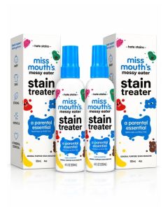 Messy Eater Stain Treater Spray, 120ml (4 Fl Oz) Pack of 2, Fast-Acting Fabric Laundry Stain Remover, Baby Food Stain Cleaner for Clothes & Bibs, Easy Spray Formula for Food, Drink & Everyday Stains, Convenient Laundry Care Solution for Home & Travel