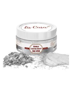 Premium Edible Lustre Dust - ROYAL SILVER / Pearl Dust Ideal for Cake Icing Decoration & Garnishing / 9gm /