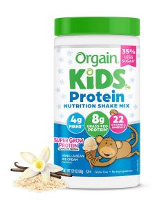 Orgain Kids Protein Powder Shake Mix, Vanilla Bean Ice Cream - 8g Grass-Fed Dairy Protein, 4g Fiber, 22 Vitamins & Minerals, Gluten Free, No Soy Ingredients, Adds Healthy Nutrients to Kids Snacks, 1lb
