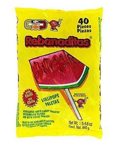 Vero Rebanaditas Paletas Sabor Sandia Hard Candy Chili Covered Lollipops 40 pcs