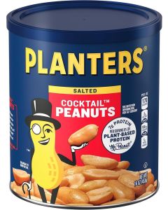 PLANTERS Salted Cocktail Peanuts - 16 Oz Jar (Pack of 6) - Plant-Based Protein Snack