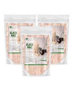 Traditional Kiln Fired 1kg Black Salt Powder Kala Namak Non Iodized for weight loss & Healthy Cooking, Natural Substitute of White Salt pack of 3