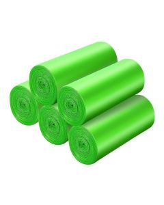 5 Rolls Small Trash Bags - 100 Counts Durable 4 Gallon Small Garbage Bags for home office kitchen Bathroom Bedroom Trash Can liners(Green)