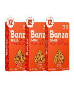 Banza Gluten-Free Chickpea Pasta, Variety Pack 20g Protein / Lower Carb / High Fiber / High Protein / Plant Based Pasta / 8oz (Pack of 6)