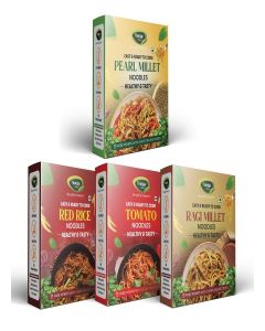 Thanjai Natural Millet Noodles 180 Grams X 4 Varieties (720 Grams) of Homemade Natural Pearl / Red Rice / Tomato and Ragi Millets Noodles (No Preservatives, No Chemicals, No Artificial Extract)