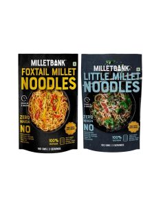 Millet Bank Little Millet & Foxtail Millet Hakka Noodles Combo, Pack of 2 (180g Each), Zero Maida, Not Fried