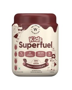 Wellbeing Nutrition Kids Superfuel Nutrition Drink Powder, 7+ Years, Zero Added Sugar, 9g Milk Protein, 23 Vitamins & Minerals, 100mg DHA, Chocolate, 400g
