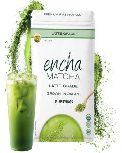 Encha Matcha - Latte Grade Matcha Powder - Unsweetened, First Harvest, Organic Green Tea Powder From Uji, Japan (30G/1.06 Ounce) Premium for Latte, Smoothie - Caffeine, L-Theanine