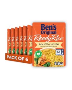 BENS ORIGINAL Ready Rice Roasted Chicken Flavored Rice Easy Dinner Side 88 OZ Pouch Pack of 6