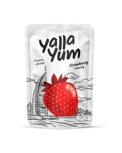 YallaYum Freeze-Dried Strawberry, 20g / 100% Fruit, Non-GMO, No Added Sugar, Gluten-Free,No Additives Added, Vegan, Made From 250g Fresh Strawberry / Healthy Snack for On-the-Go